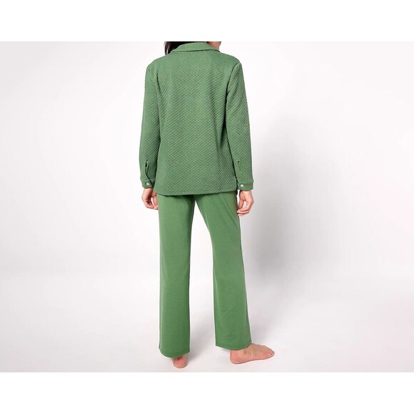 NWT New MUK LUKS Tall 3-Piece Quilted Shacket Lounge Set L Tall Sage Green Snaps - Picture 1 of 16